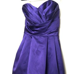 David’s Bridal Satin Purple Strapless Dress